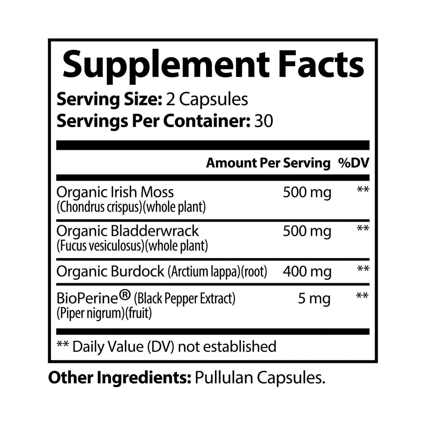 recovery room supply Wildcrafted Irish Energy, Immunity & Gut Sea Moss (60 Capsules)